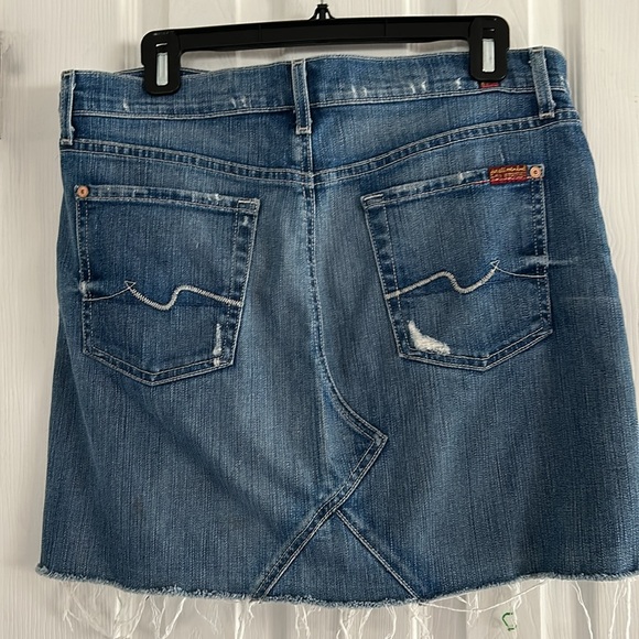 7 FOR ALL MANKIND DISTRESSED DENIM SKIRT SIZE 29 - Picture 2 of 6